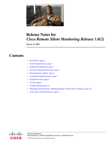 Cisco Remote Silent Monitoring Release 1.0(2) Contents March 19, 2009