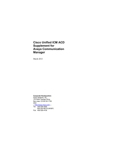 Cisco Unified ICM ACD Supplement for Avaya Communication Manager