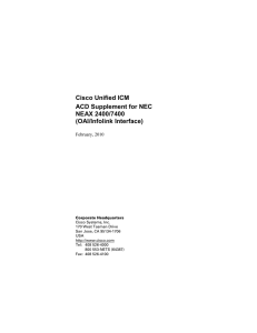 Cisco Unified ICM ACD Supplement for NEC NEAX 2400/7400 (OAI/Infolink Interface)