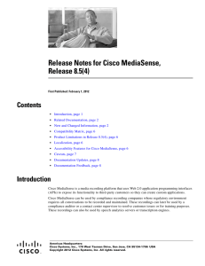 Release Notes for Cisco MediaSense, Release 8.5(4)  Contents