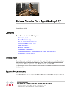 Release Notes for Cisco Agent Desktop 6.0(2) Contents