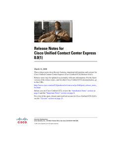 Release Notes for Cisco Unified Contact Center Express 8.0(1)