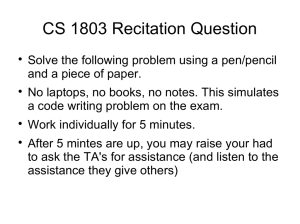 CS 1803 Recitation Question
