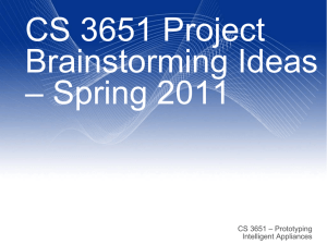 CS 3651 Project Brainstorming Ideas – Spring 2011 CS 3651 – Prototyping