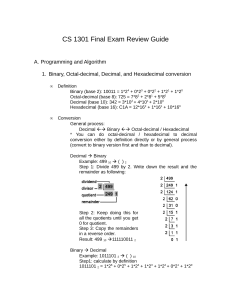 CS 1301 Final Exam Review Guide A. Programming and Algorithm
