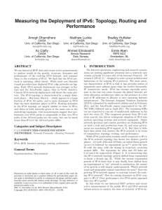 Measuring the Deployment of IPv6: Topology, Routing and Performance Amogh Dhamdhere Matthew Luckie