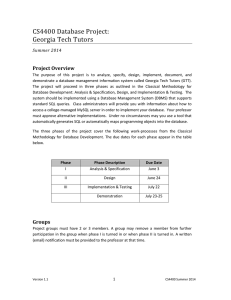 CS4400 Database Project: Georgia Tech Tutors Project Overview Summer 2014