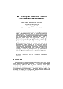 On The Duality of E-Participation – Towards a Lukasz Porwol