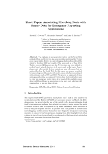 Short Paper: Annotating Microblog Posts with Sensor Data for Emergency Reporting Applications