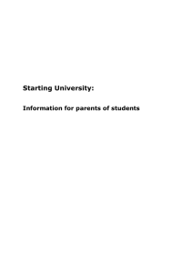 Starting University: Information for parents of students