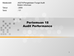 Pertemuan 18 Audit Performance Matakuliah :A0274/Pengelolaan Fungsi Audit