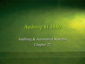 Auditing 81.3550 Auditing &amp; Automated Systems Chapter 22