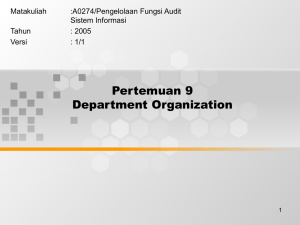 Pertemuan 9 Department Organization Matakuliah :A0274/Pengelolaan Fungsi Audit