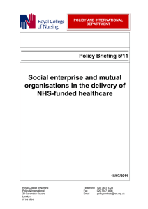 Social enterprise and mutual organisations in the delivery of NHS-funded healthcare