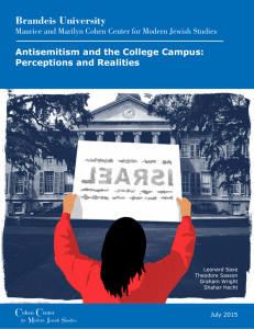 Brandeis University Antisemitism and the College Campus: Perceptions and Realities