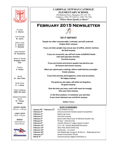 February 2015 Newsletter CARDINAL NEWMAN