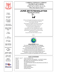 JUNE 2015 Newsletter CARDINAL NEWMAN CATHOLIC