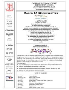 March 2016 Newsletter CARDINAL NEWMAN CATHOLIC