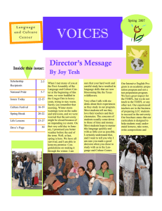 VOICES Director’s Message By Joy Tesh Inside this issue: