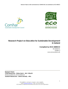 Research Project on Education for Sustainable Development in Ireland  Compiled by ECO-UNESCO