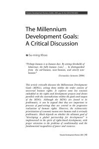 The Millennium Development Goals: A Critical Discussion Su-ming Khoo
