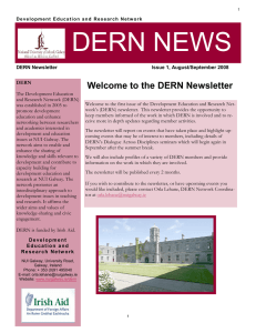 DERN NEWS Welcome to the DERN Newsletter