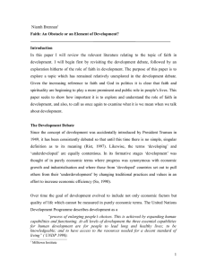 Brennan In   this   paper   I ... Faith: An Obstacle or an Element of Development? Introduction