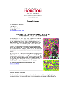 Press Release  CELEBRATE FAT TUESDAY WITH MARDI GRAS MEALS