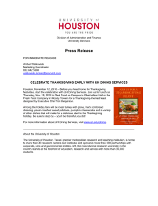 Press Release  CELEBRATE THANKSGIVING EARLY WITH UH DINING SERVICES