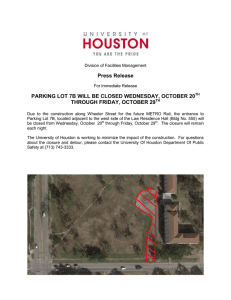 Press Release PARKING LOT 7B WILL BE CLOSED WEDNESDAY, OCTOBER 20