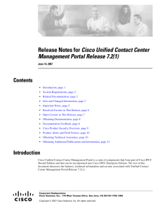 Cisco Unified Contact Center Management Portal Release 7.2(1) Contents