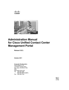 Administration Manual for Cisco Unified Contact Center Management Portal Release 8.5(1)