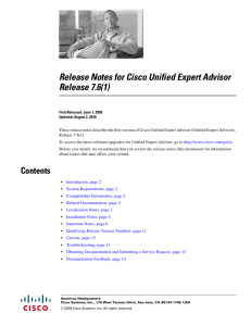 Release Notes for Cisco Unified Expert Advisor Release 7.6(1)