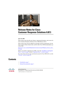 Release Notes for Cisco Customer Response Solutions 6.0(1)