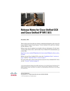 Release Notes for Cisco Unified CCX