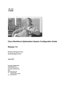 Cisco Workforce Optimization System Configuration Guide  Release 1.6 June 2011