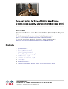 Release Notes for Cisco Unified Workforce Optimization Quality Management Release 8.5(1)