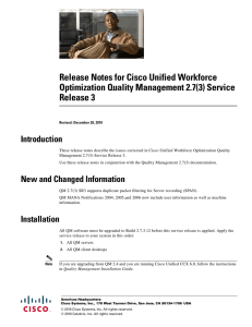 Release Notes for Cisco Unified Workforce Optimization Quality Management 2.7(3) Service Introduction