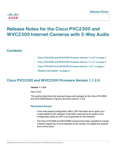 Release Notes for the Cisco PVC2300 and Contents Release Notes
