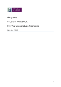 Geography  STUDENT HANDBOOK First Year Undergraduate Programme