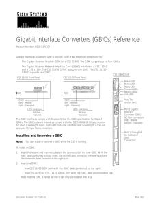 Gigabit Interface Converters (GBICs) Reference