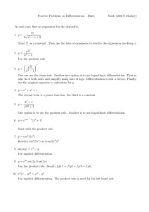Practice Problems on Differentiation : Hints Math 1220(N.Mackey)