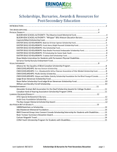 Scholarships, Bursaries, Awards &amp; Resources for Post-Secondary Education