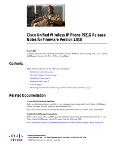 Cisco Unified Wireless IP Phone 7921G Release