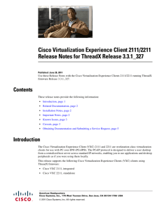 Cisco Virtualization Experience Client 2111/2211 Release Notes for ThreadX Release 3.3.1_327