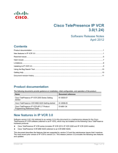 Cisco TelePresence IP VCR 3.0(1.24) Software Release Notes April 2012