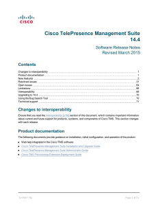 Cisco TelePresence Management Suite 14.4 Software Release Notes Revised March 2015