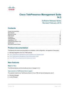 Cisco TelePresence Management Suite 14.3 Software Release Notes Revised February 2015