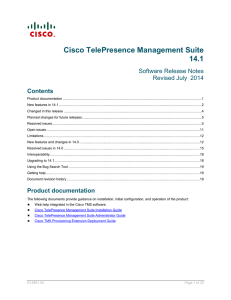 Cisco TelePresence Management Suite 14.1 Software Release Notes Revised July  2014