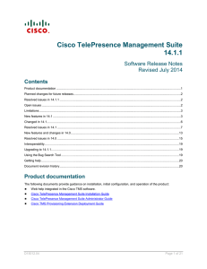 Cisco TelePresence Management Suite 14.1.1 Software Release Notes Revised July 2014